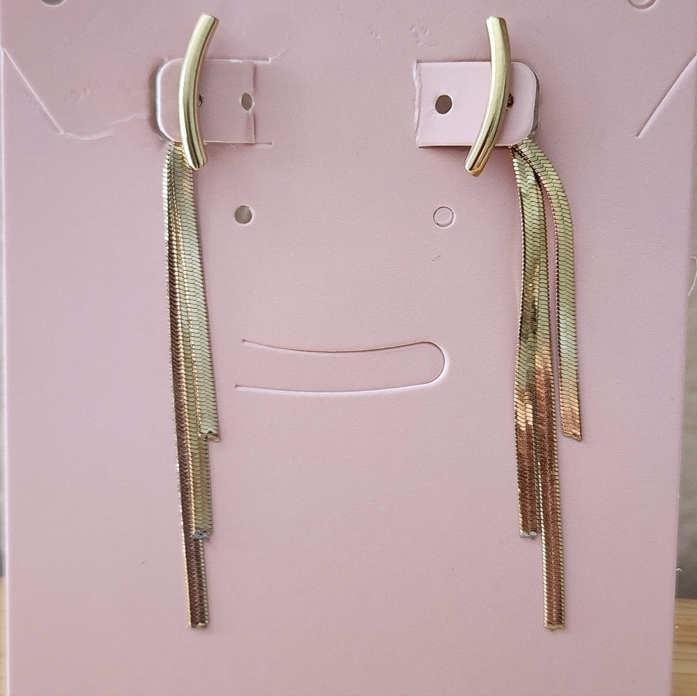 Elegant Gold-Toned Stainless Steel Dangle Earrings